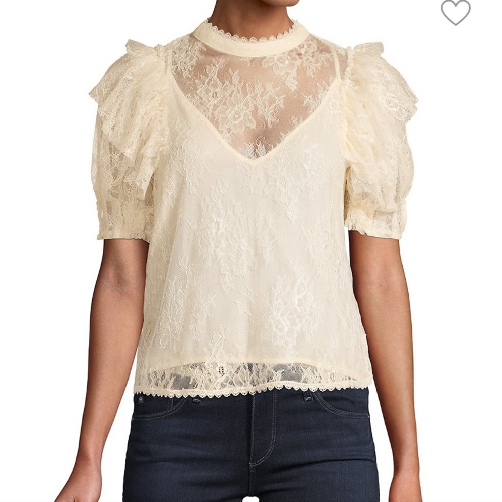NWT Free People Ruffled Short Sleeve Top